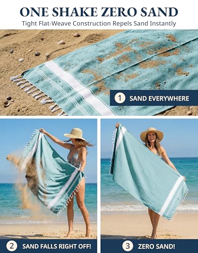 LANE LINEN Beach Towel - Beach Towels Oversized, Pre-Washed Large Beach Towels, Sandless Beach Towel, Quick Dry Travel Towel, Large Pool Towels, 39"x71" - Hunter Green - color: 13: Hunter Green, size: Pack of 1