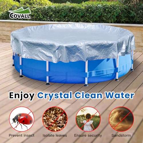 32FT Pool Covers for 28FT Above Ground Swimming Pool,Round Cover,Winter Pool Cover with Winch and Cable (Silver/Blue) - color: Silver/Blue, size: 32'(round)