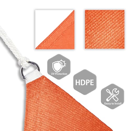 Patio Paradise 2' x 2' x 2' Sun Shade Sail Triangle Canopy Shade Cloth Fabric Sunlight Block Patio Pergola Cover HDPE Deck Awning for Outdoor Backyard Roof Shading, Orange - color: Orange, size: 2' x 2' x 2'