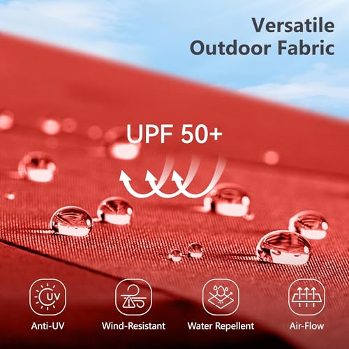 MFSTUDIO 15ft Patio Umbrella with Solar Lights, Outdoor Large Rectangular Umbrellas with Base, Crank Handle and 36 LED Lights for Yard Deck Pool, Burgundy Red - color: Burgundy Red