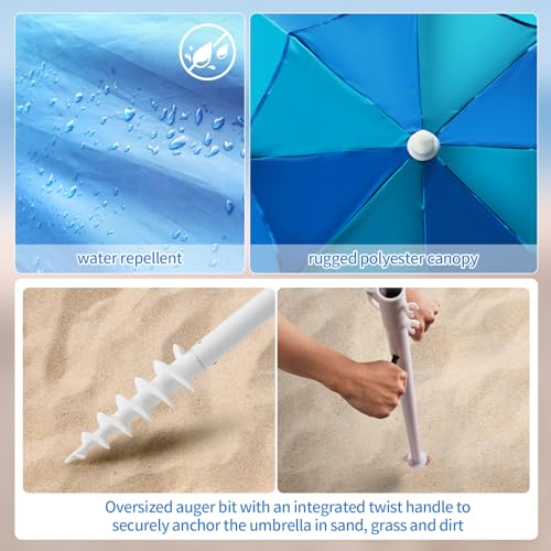 LOTTAFUN Beach Shelter Umbrella Premiere UPF 50+ Umbrella Shelter for Sun and Rain Protection for Adult (10-Foot,Blue Stripe) - color: Blue Green