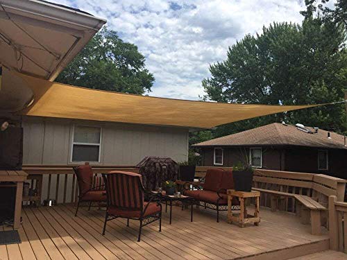 FLY HAWK Rectangle Patio Sun Shade Sail Canopy, 16' x 18' Patio Sunshade Cover Canopy - Durable Fabric Cloth for Outdoor Garden Yard Pond Pergola Sandbox Deck Courtyard, Sand - color: Sand, size: 16' x 18'