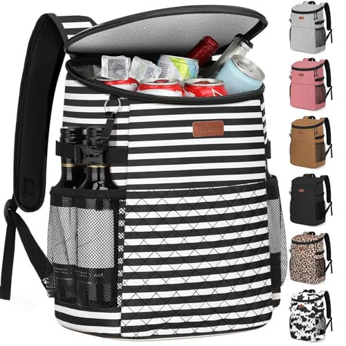 Soft Cooler Backpack 30 Cans/45 Cans, Backpack Coolers Insulated Leak Proof Thermal Lunch Backpack for Men Work Small Cooler Bag Beach Travel Picnic Drink Beverage Beer - color: Stripe, size: 30 Cans