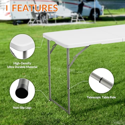 Elevon Folding Table Set with 2 Black Folding Chairs,4 Feet Heavy Duty Fold-in-Half Utility Table Sets for Picnic, Event, Training, Outdoor Activities, at Home and Commercial Use - size: 4 feet, style: With 2 Black Chair