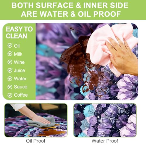 ANNA QUEEN Mandala Picnic Table Cover Set, 6FT Boho Purple Waterproof Tablecloth & Bench Covers 3PCS 72"x30" for Camping Garden Patio Festivals Retreats - color: #4