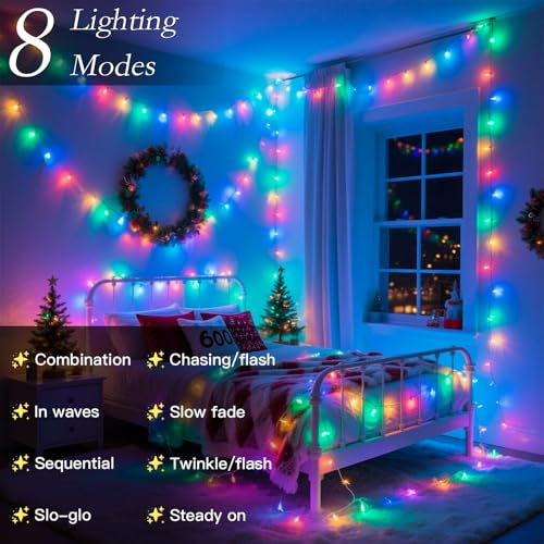 132FT 400 LED Christmas Tree Lights, Bright Multicolor Outdoor Christmas String Lights for House, Fairy Lights with 8 Modes, Waterproof & Durable Indoor Outdoor Decor, Timer Included - color: Multicolor, size: 400LED