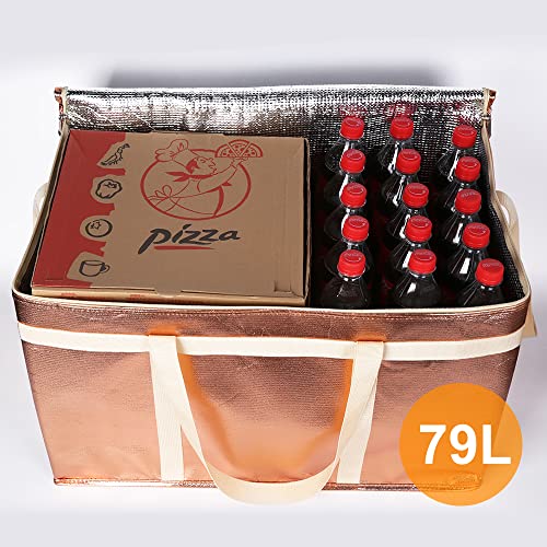 Bodaon 4-Pack Cooler Insulated Food Delivery Bag, Rideshare Delivery Bag, XXX-Large Thermal Bags for Catering/Hot Pizza, Travel/Camping/Picnic/Grocery Reusable Warmer Frozen, Purple-Black Edge - color: Gold, size: XXX-Large
