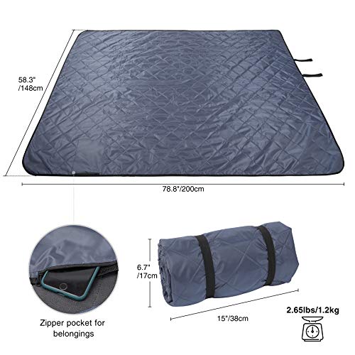 REDCAMP Large Waterproof Stadium Blanket for Cold Weather, Soft Warm Fleece Camping Blanket Windproof for Outdoor Sports, Grey - color: Grey 78.8"x58.3"