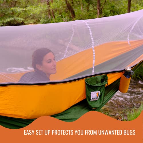 Ryno Tuff X-Large 2 Person Camping Hammock with Mosquito Net - Compact Double Hammock with Bug Net, Pocket, Tree Straps & Heavy Duty Carabiners - Parachute Grade Nylon Can Hold Over 600lbs of Weight - color: Mosquito Net