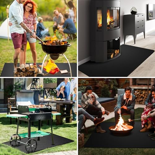 60x40 inch Under Grill Mats for Outdoor Grill, Fireproof Blackstone Mat for Lawn,Gas Grills, Deck and Patio, Fireplace/Fire Pit Mat,Oil-Proof Waterproof BBQ Grill Protector - size: 60x40