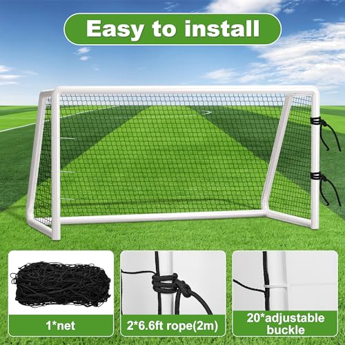 Heavy Duty Nylon Soccer Net, Easy to Install Sport Netting Barrier with Rope and Buckles, 10ft/15ft/20ft/30ft/40ft