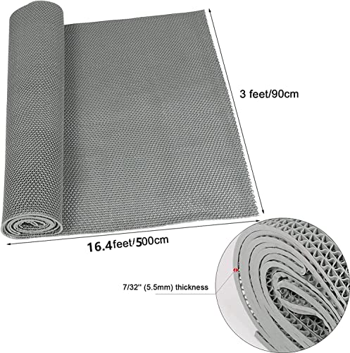jxgzyy Commercial Drainage Mat PVC Non Slip Wet Area Commercial Floor Mat 3x16.4 Ft 0.22'' Thick Pool Drain Floor Mat Roll for Restaurant Bars Bathroom Patio Outdoor Indoor Rug (Grey) - color: Grey, size: 196.8"L x 36"W x 0.2"Th