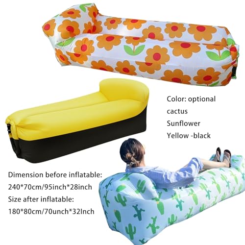 Inflatable Couch for Camping,Inflatable Lounger Air Sofa Chair,Portable Festival Couch for Outdoor, Beach, Hiking, Picnics, Music Festivals (Yellow -Black) - color: Yellow -Black