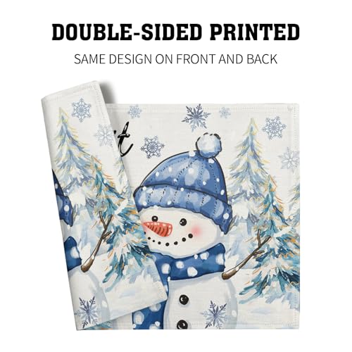 Winter Placemat Set of 4, 12x18 Inch Farmhouse Seasonal Snowman Snow Linen Washable Heat Resistant Table Mats for Holiday Party Picnic Dining Decoration - color: Winter Snowman