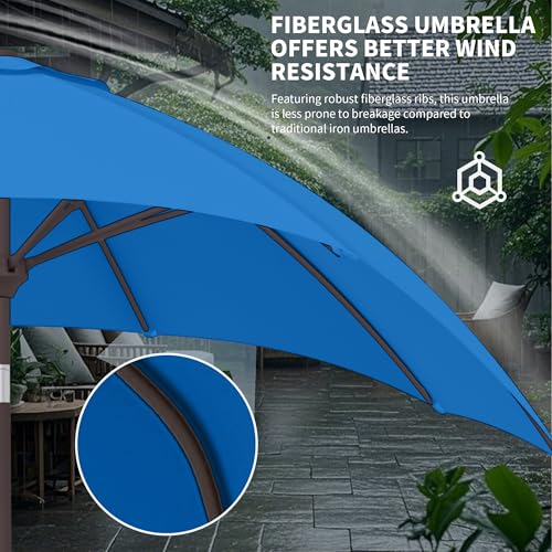 Kingdura 9FT Outdoor Patio Umbrella, Market Table Umbrella with Push Button Tilt and Crank, 8 Sturdy Fiberglass Ribs, UV Protection for Pool, Lawn, Deck, Backyard, Garden (Royal blue) - color: Royal blue, size: 9 Ft