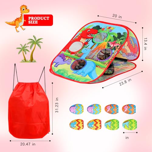 Bean Bag Toss Game for Kids/Double-Sided Foldable Cornhole Board/Backyard Beach Yard Outdoor Toys for Kids Ages 4-8/5-Second Setup/Party Supplies for Kids - color: big dinosaur