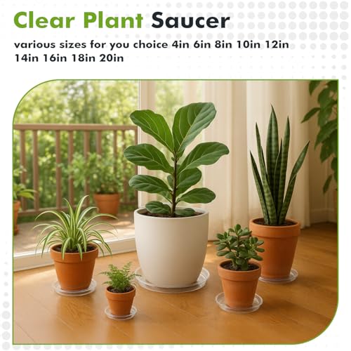 30 Packs 10 Inches Large Clear Plant Saucers for Indoor Outdoor Use Heavy Duty Plastic Plant Trays for Planter Bulk Flower Pot Drip Trays to Catch Water, 4 to 20 Inch - size: 10 inches