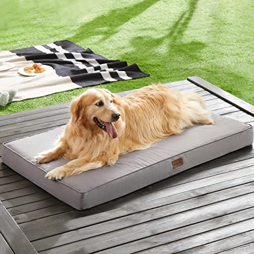 BFPETHOME Outdoor Dog Beds for Large Dogs, Waterproof Dog Bed for Medium, Large, Extra Large Dogs, Orthopedic Pet Bed with Removable Washable Cover, Egg Crate Foam Pet Bed Mat. (36 x 27 in, Grey) - color: Grey, size: 36.0"l X 27.0"w X 3.0"th