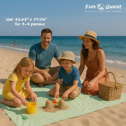 Picnic Blanket Waterproof – Packable Sand Proof Beach Blanket (0.42lb/0.66lb), Compact & Foldable, Fits in Pocket with Integrated Stakes, Ideal for Camping, Hiking, Travel, Concert, Festival - size: 82.68" X 59.06" for 3-4 Persons