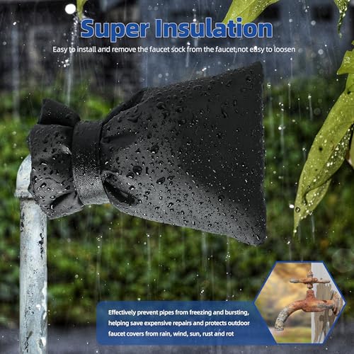 Outdoor Faucet Covers for Winter Freeze Protection 4 Pack Reusable Garden Faucet Cover Socks for Various Faucet Water Spigot Pipe Hose Bib,Waterproof Insulated Anti-Freeze Covers-Velcro - style: Velcro