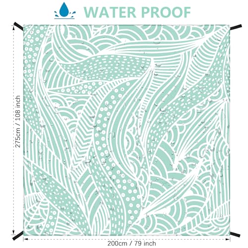 HIHOHO Beach Blanket Waterproof Sandproof Beach Mat for 1-8 Adults Quick Drying Durable Outdoor Picnic Mat for Beach Festival Travel Camping Hiking (LBL-Ripple, 79"×108"(6 Person)) - color: Lbl-ripple, size: 9' x 6'7" (6 Person)