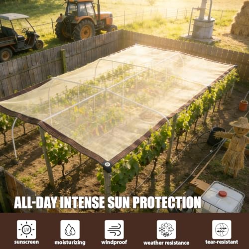 90% Sun Shade Cloth for Garden, 8 * 13FT Heavy Duty Shade Tarp with Grommets & Reinforced Edges - UV Resistant Sunblock Net for Patio, Backyard, Greenhouse, Kennel, Pergola, Yellow - color: beige, size: 8*13FT