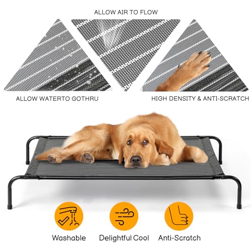 Cooling Elevated Dog Bed for Indoor and Outdoor,50" D x 31" W x 8" H (Black) - color: Black