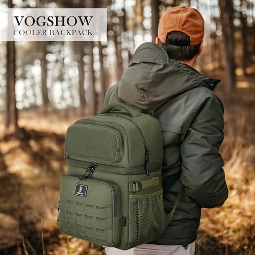 Large Insulated Cooler Backpack for Men Women, 36 Cans Double Deck Leakproof Cooler Bag for Camping, Hiking, Picnic, Fishing, Beach, Travel - color: Army Green
