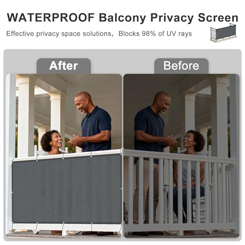SUNNY GUARD 3'x3' Dark Grey Waterproof Balcony Privacy Screen Fence, Apartments Railing Heavy Duty Wind Screen for Outdoor,Deck,Backyard,Patio Privacy - color: Dark Gray, size: 0 3' X 0 3'-waterproof