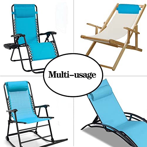 Zero Gravity Chair Set of 2 Replacement Pillow Headrest with Elastic Band, Universal Soft Removable Padded Cushion Head Pillow for Zero Gravity Lounge Chair, Folding Patio Lawn Recliner Chair - color: Light Blue, size: 2 Pack