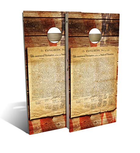 Slick Woody's Professional-Grade Cornhole Boards - 4'x2' Solid Wood Regulation Man Cave + Beer Branded Corn Hole Toss Game with 8 Resin Filled Bags - color: Declaration of Independence