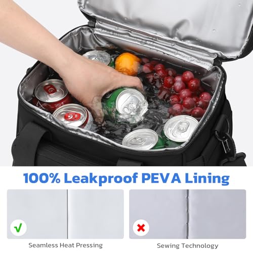 Maelstrom Lunch Box, 20L Insulated Lunch Bag for Men Women, Expandable Double Deck Leakproof Cooler Bag with 6 Pockets, Reusable Lunch Tote Bag for Work, Picnic, Travel, Black - color: Black