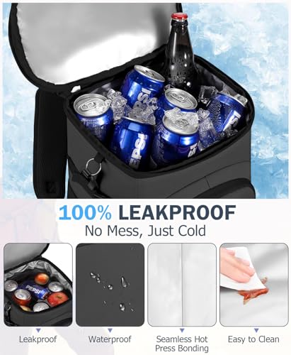 Cooler Backpack, 22L Waterproof Soft Backpack Coolers Leak Proof Beach Backpack Insulated Picnic Lunch Bag for Fishing Camping,Beach,Hiking,Travel - color: Gray