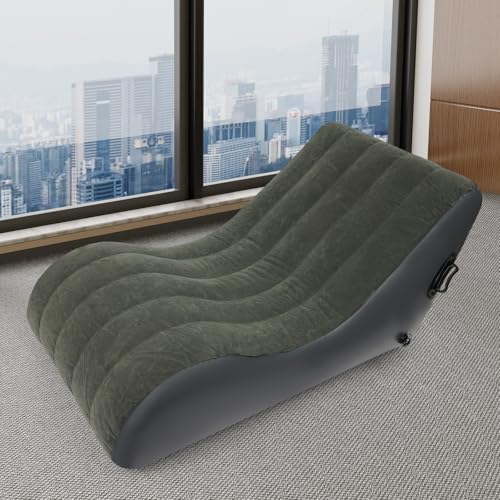 Chaise Lounger Inflatable Sofa Air Chair with Automatic Air Pump Portable Leisure S-Shaped Lounger for Indoor Living Room Bedroom, Outdoor Folding Blow Up Bed Backyard Garden Beach