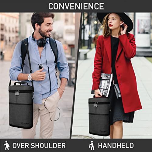 opux 2 Bottle Wine Carrier Tote, Insulated Leakproof Wine Cooler Bag, Wine Travel Bag for Picnic BYOB Beach, Portable Wine Bottle Carrying Case, Gift for Wine Lover Women Men Christmas, Charcoal Grey - color: Charcoal