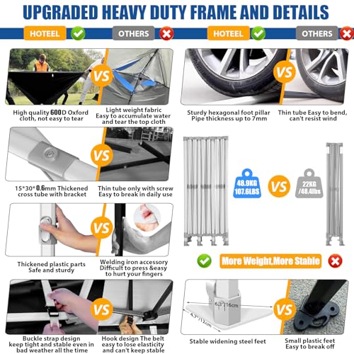 HOTEEL 10x30 Heavy Duty Pop up Canopy Tent Without Sidewalls, Easy Setup Outdoor Commercial Instant Tent for Parties Wedding Event, with Portable Bag, Gray(Hexagonal Frame) - color: Dark Gray, size: 10x30FT (No Walls)