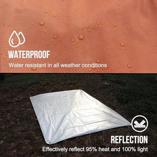 LYN Heavy Duty Emergency Blanket Survival Gear Waterproof Insulated Blanket Emergency Tarp for Camping, Hiking, Bushcraft - color: Camel