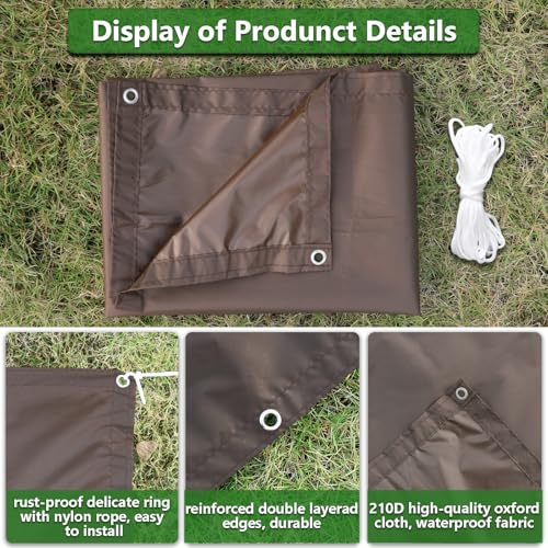 Waterproof Fence Privacy Screen 3'3"x6'6" Polyester Balcony Sun Shade Cloth Outdoor Shade Sail Decorative Fences for Deck Patio Backyard Porch Railing - color: Coffee-Waterproof, size: 3'3"x6'6"