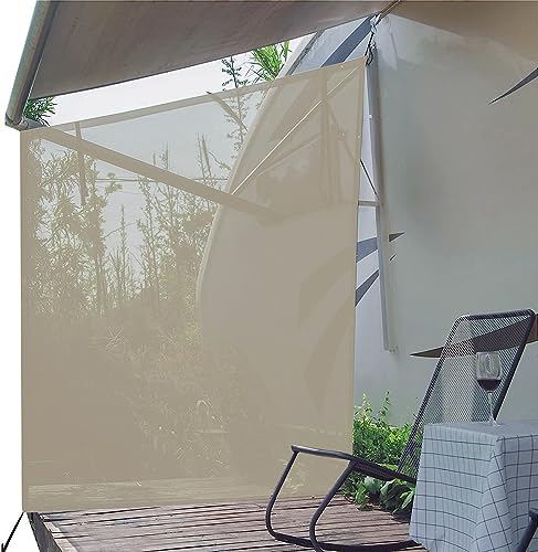 Dulepax RV Awning Side Shade- 9'X7' -Second Generation RV Awning Side Shade Screen Significantly Improves Shadew and Privacy.Universal RV Screen with Complete Kit - color: Beige, size: 7x9 Side Shade