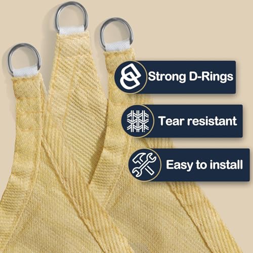 Vensovo Sun Shade Sail Triangle 16' x16' x23' Permeable Canopy - UV Block Sunshade for Patio, Garden, Backyard, Deck (Yellow) - color: Yellow, size: 16ftx16ftx23ft