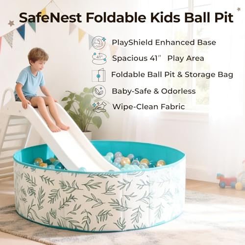 40Inch Kids Ball Pit, Foldable & Portable & Reusable Balls Pool for Toddlers,Playpen/Fence for Baby, Play Pool for Dog, Indoor & Outdoor Use, Oversized - color: White,green