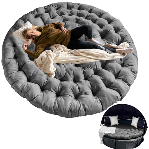 46in Outdoor Round Daybed Cushion,Round Floor Seating Futon Pad,Circle Sun Island Sunbed Mattress Waterproof,Patio Day Bed Replacement Cushions (Dark Gray, 46 * 6in) - color: Dark Gray, size: 46*6in