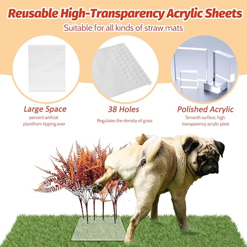 8Pcs Fake Grass Plants Pee Post for Dogs to Pee on, Guiding Male Dogs to Urine and Preventing Urine from Splashing Everywhere,Easy to Install and Clean(Persian Grass/Autumn) - color: Autumn Persian grass