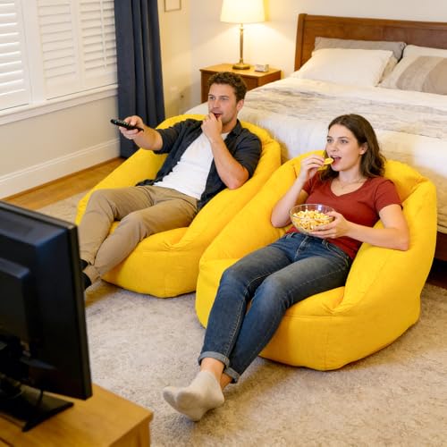 Inflatable Sofa Chair Portable Air Couch Camping Lounger with Air Pump for Home Outdoor Camping Travel (Yellow) - color: Yellow