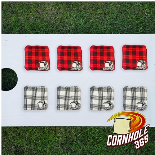 Cornhole365 Themed Cornhole Bag - All-Weather, Heavy-Duty & Durable Polyester Fabric, Resin Filling, Double-Stitched Duck Cloth - Professional Cornhole Bean Bags for Indoor & Outdoor Use - Set of 8 - color: Plaid