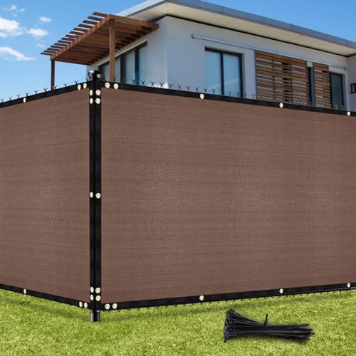 UIRWAY Privacy Screen Fence 6ft x 50ft Brown, Heavy Duty 170GSM 90% Blockage Chain Link Fence Privacy Screen, UV Resistant Outdoor Windscreen Shade Net for Backyard Garden Patio Yard with Cable Ties - color: Brown, size: 6' x 50'