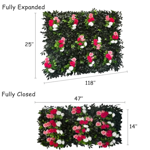 Sumery Expandable Fence Privacy Screen for Balcony Patio Outdoor,Decorative Faux Ivy Fencing Panel,Artificial Hedges (Single Sided Leaves) (1, Branches -Colorful Rose) - color: Branches -Colorful Rose