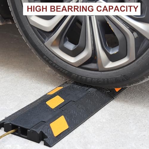OrangeStar 6 Pack 17" Cable Protector Cover Ramps, 2-Channel Floor Protective Wire Cord Ramp, Heavy Duty Driveway Speed Bump - color: 2-Channel (6-Pack)