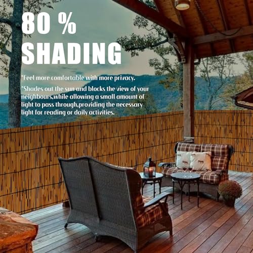 2 Pack Natural Reed Fence,4FT X 16.4FT Bamboo Fencing Privacy Reed Screening for Outdoor, Gallery, Restaurant, Hotel, Patio (Brown) - size: 2 Pack 4FTx16.4FT