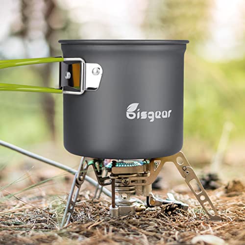 Bisgear Portable Backpacking Stove Canister Stand Tripod Stainless Steel Cup Flatware Mess Kit - Cooking Set - Camping Gear
